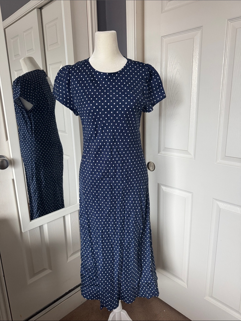 NEW LISTING! J.Crew navy and white polka dot tshirt slip dress